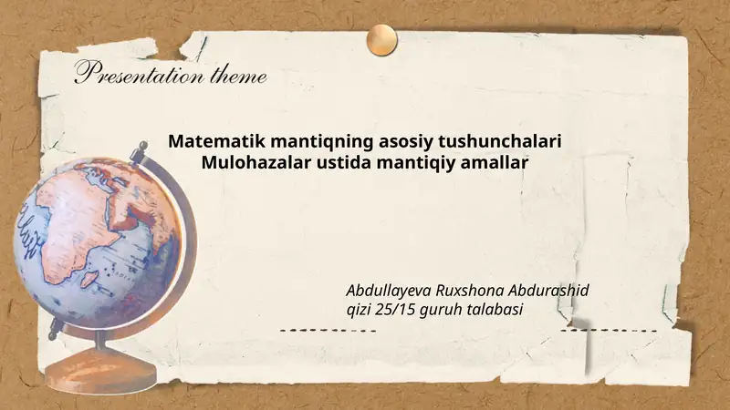 Matematik mantiqning asosiy tushunchalari
