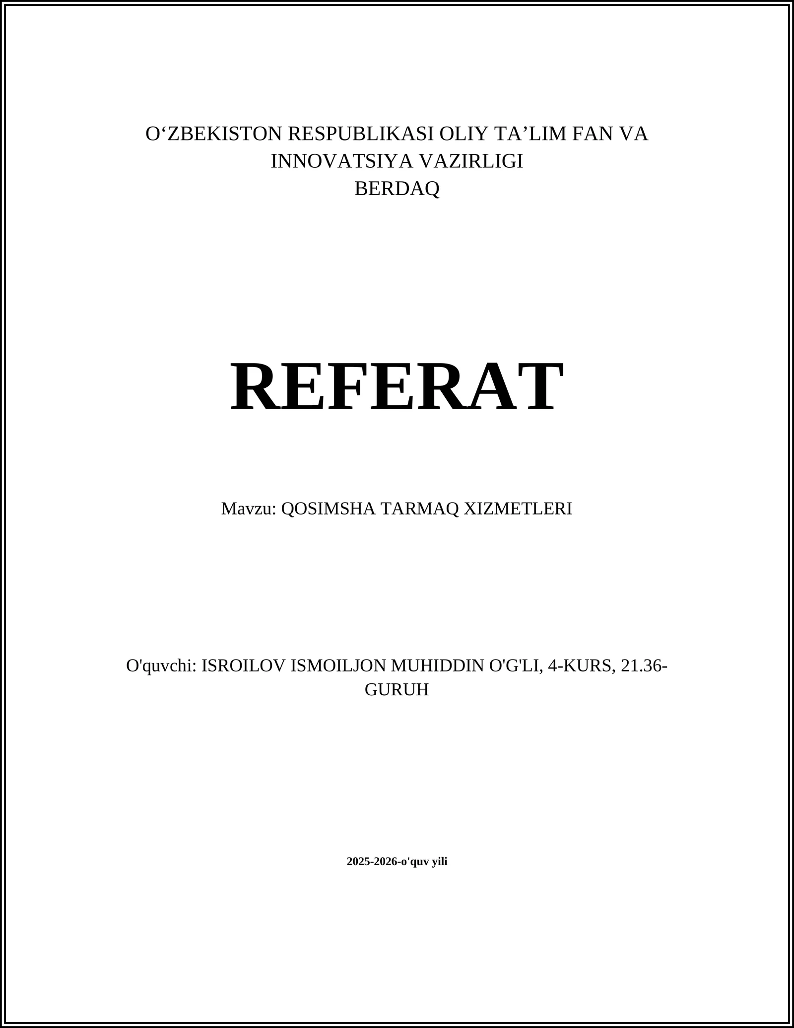 QOSIMSHA TARMAQ XIZMETLERI