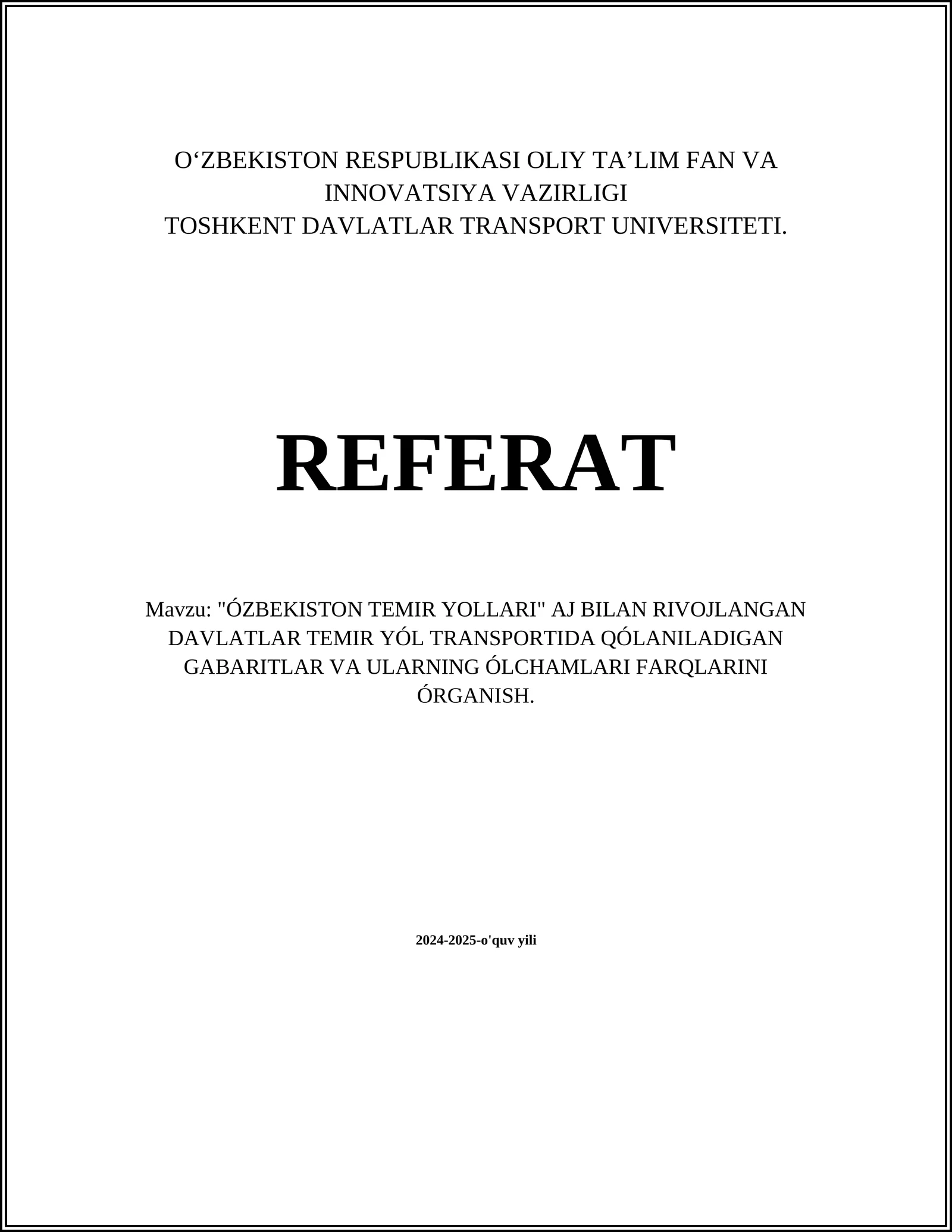 Temir yo'l gabaritlari tushunchasi