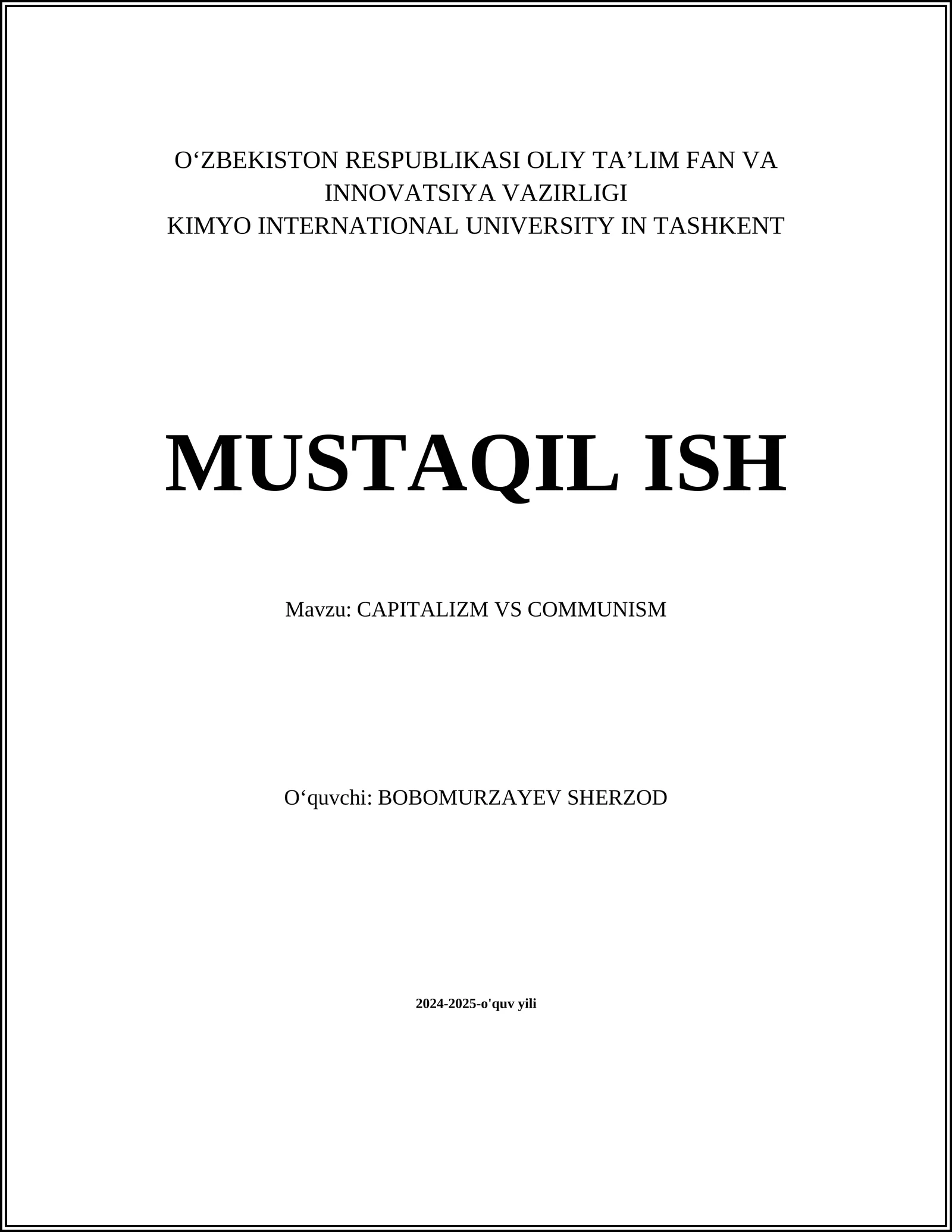 CAPITALIZM VS COMMUNISM