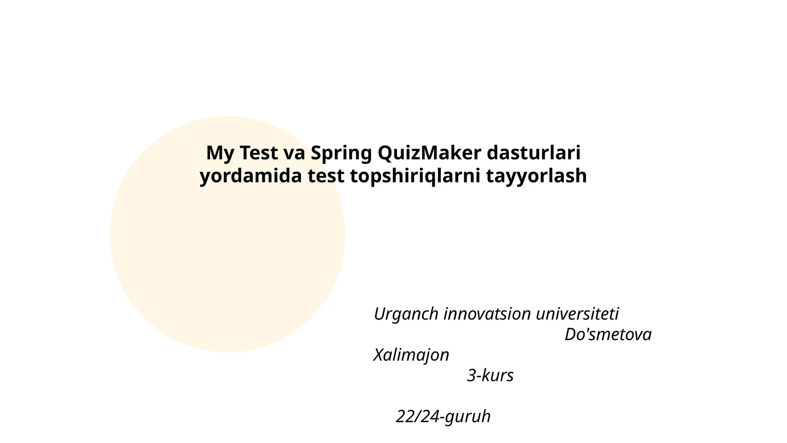 My Test va Spring QuizMaker