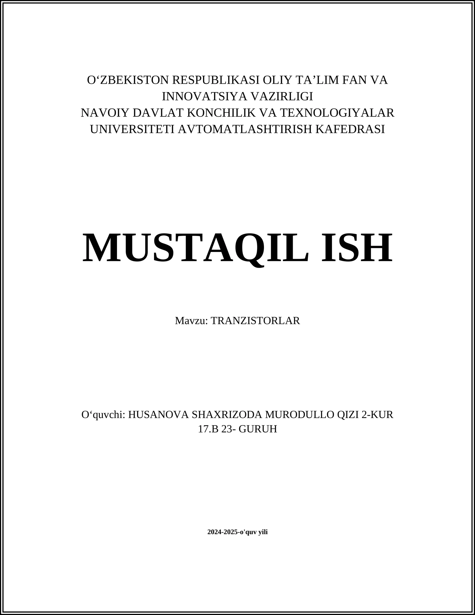 Transistorlar TRANZISTORLAR
