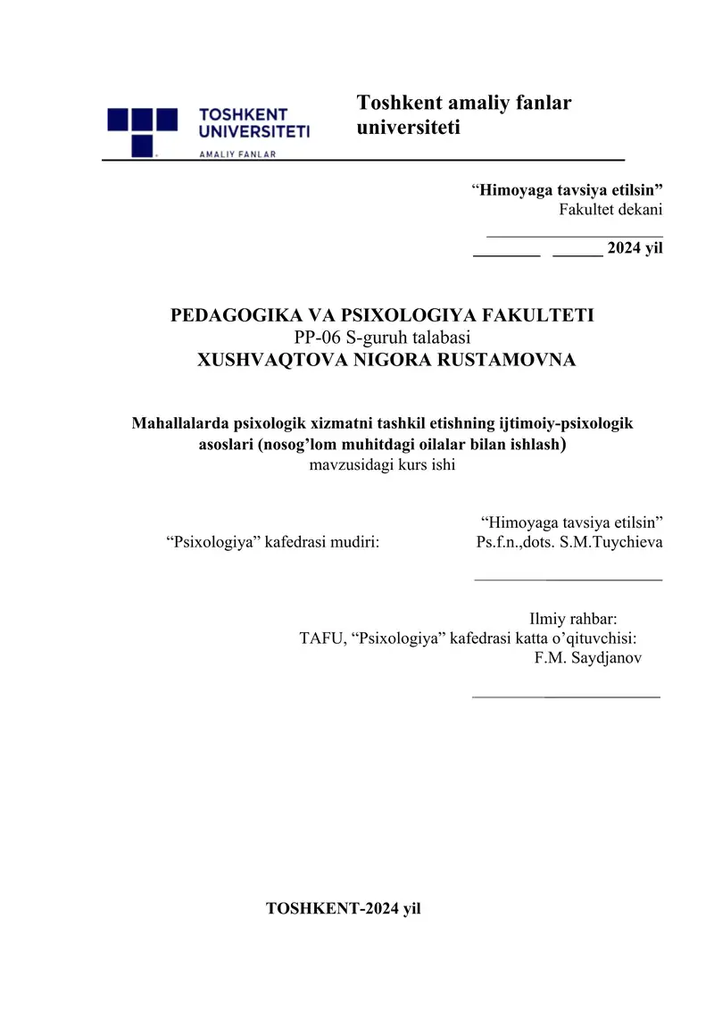 Mahallalarda psixologik xizmatni tashkil etishning ijtimoiy-psixologik asoslari (nosog’lom muhitdagi oilalar bilan ishlash).docx