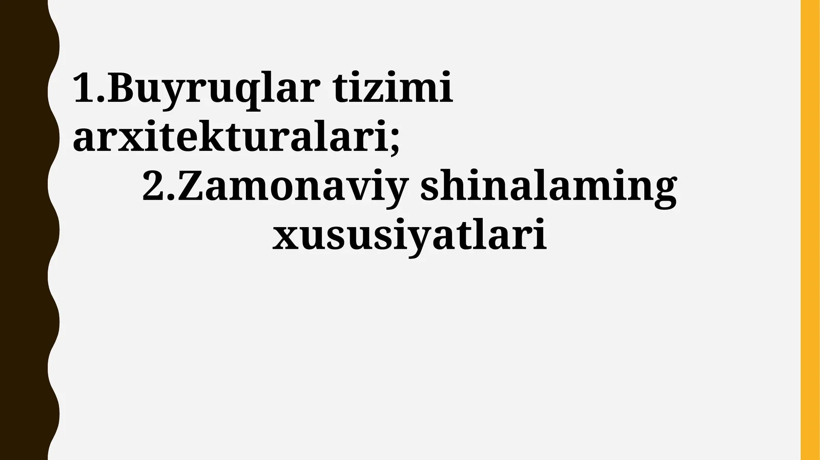 Buyruq Tizimining Arxitekturalari