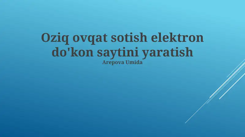 Onlayn Oziq-ovqat Do'koni Yaratish