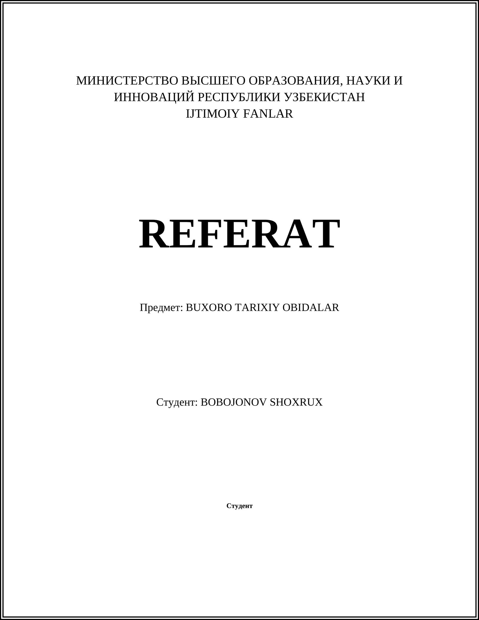 BUXORO TARIXIY OBIDALAR