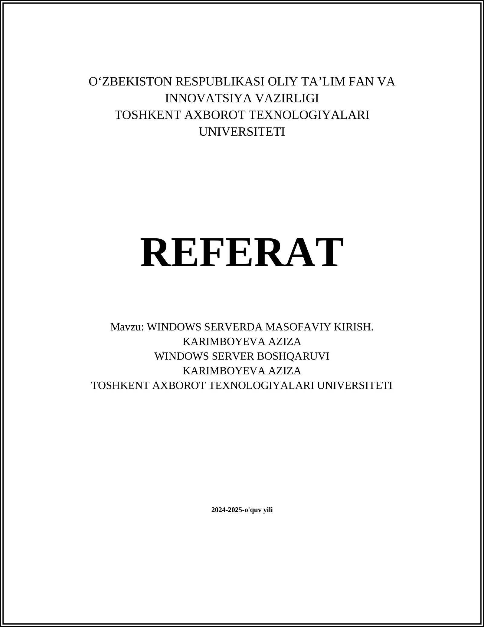 WINDOWS SERVERDA MASOFAVIY KIRISH