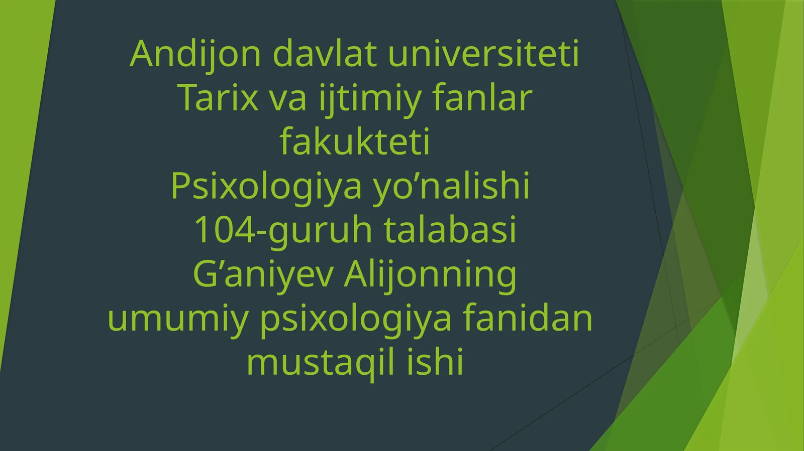 Shaxsga faktorli yondashuvlar