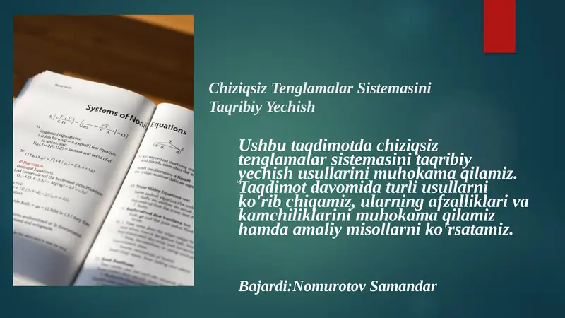 Chiziqsiz Tenglamalar Sistemasi