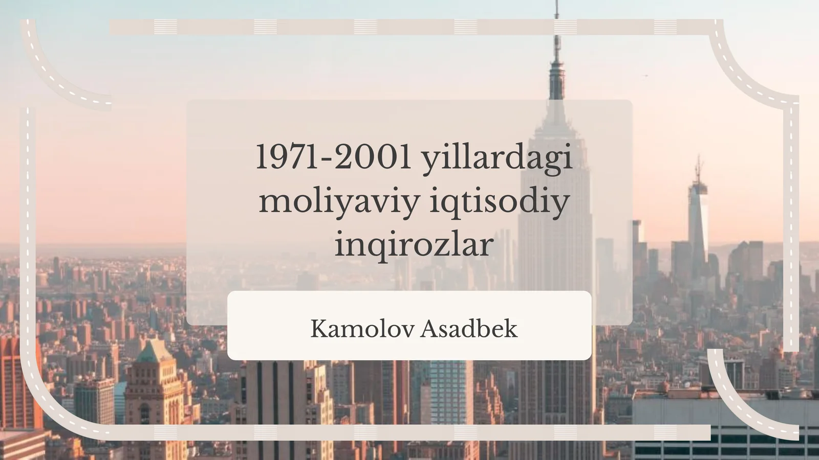 1971-2001 yillardagi moliyaviy iqtisodiy inqirozlar