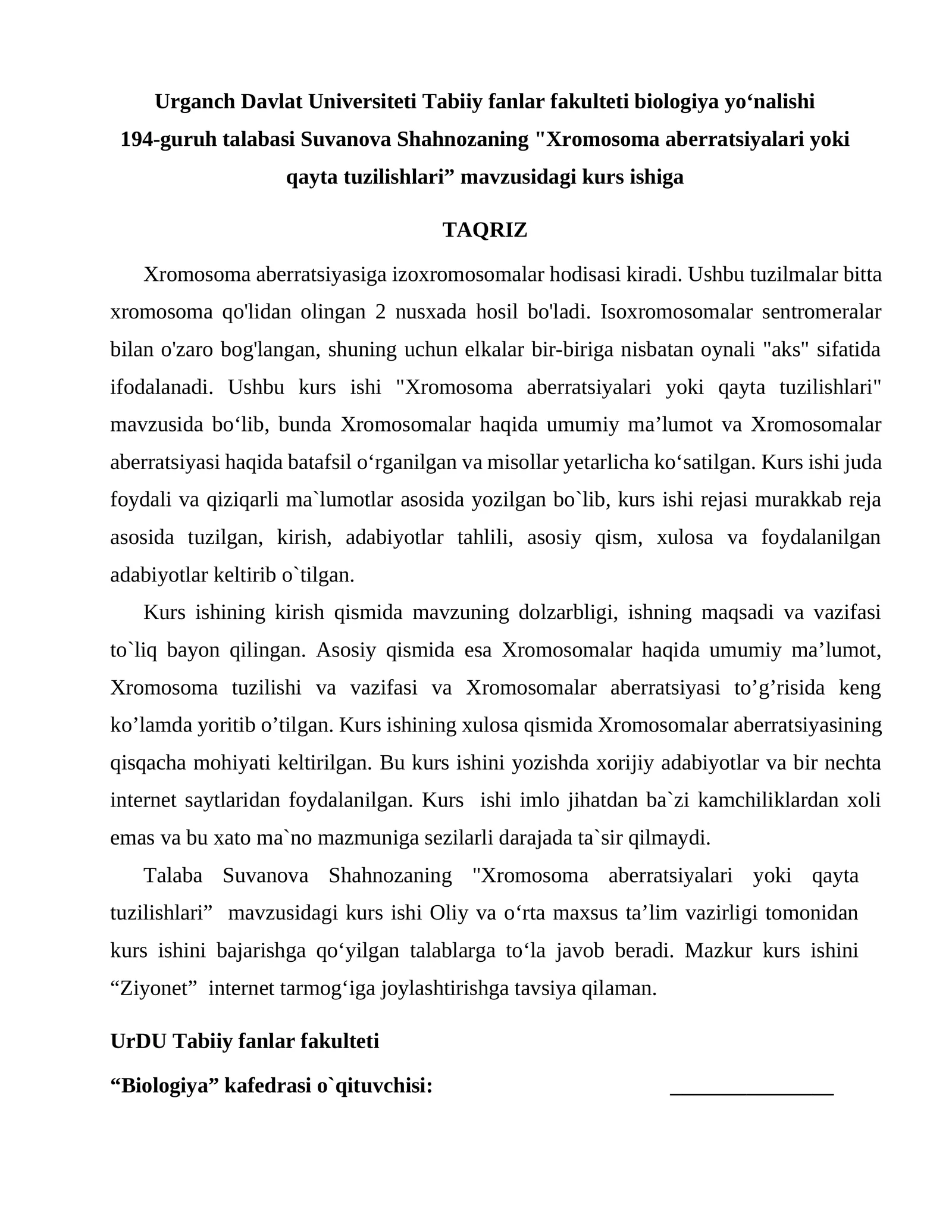 Xromosoma aberratsiyalari yoki qayta tuzilishlari