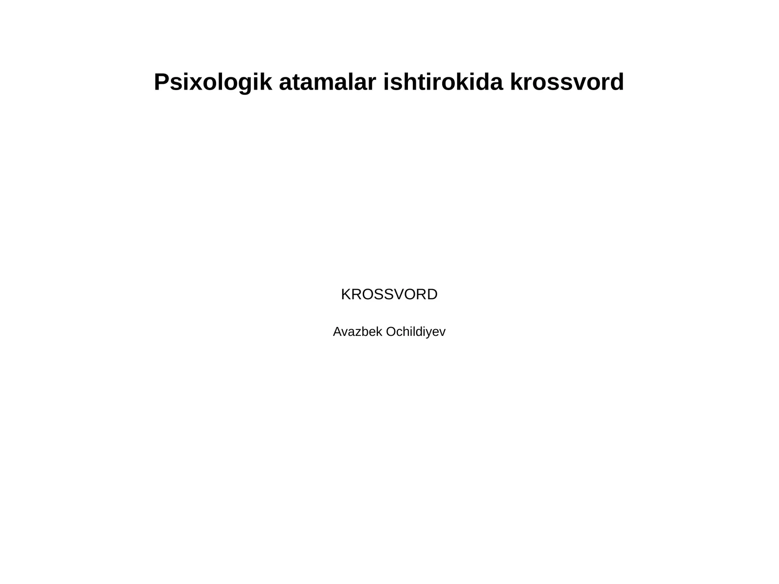 Psixologik atamalar ishtirokida krossvord