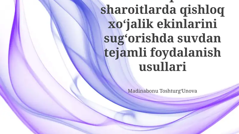 Samarali sug'orish texnologiyalari