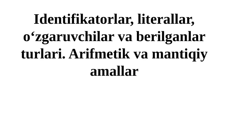 Operatorlar va ma'lumot turlari