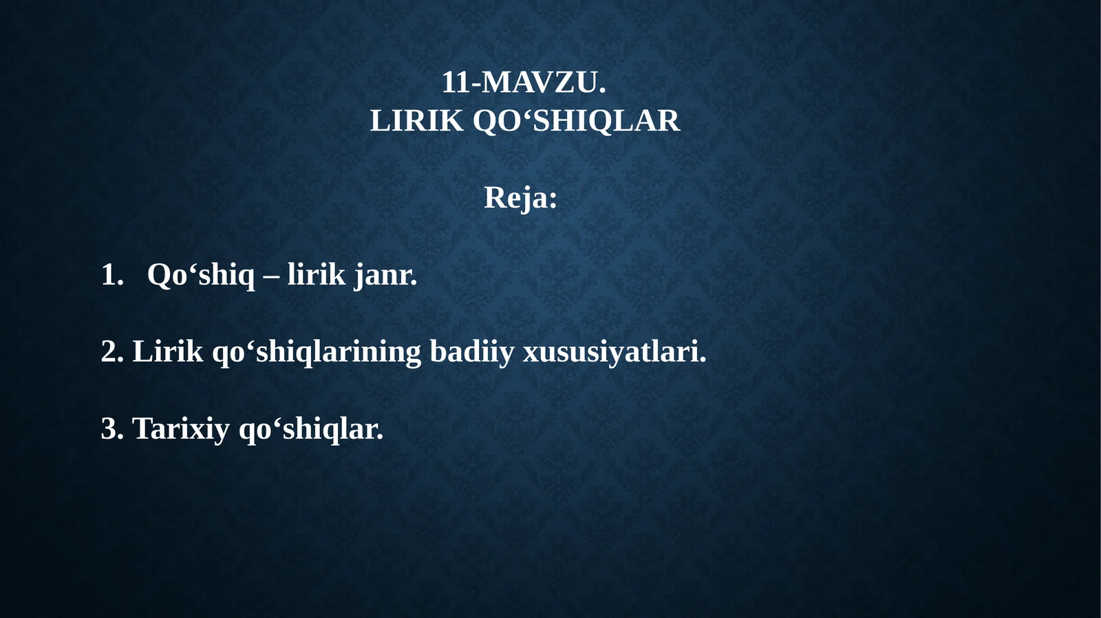 LIRIK QO‘SHIQLAR