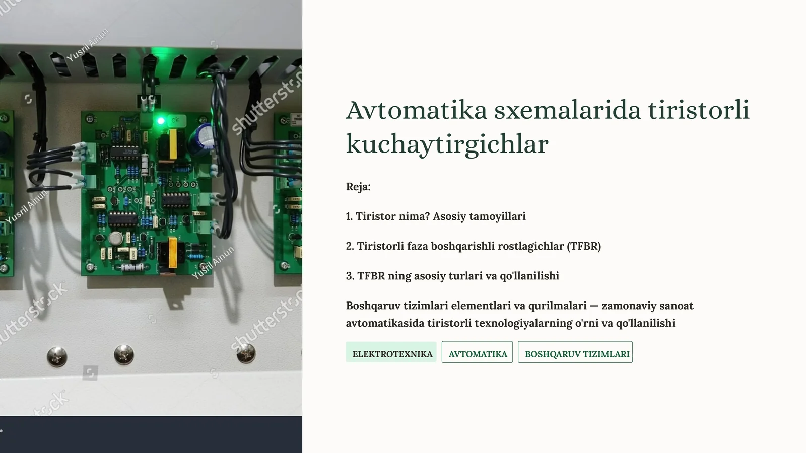 Avtomatika sxemalarida tiristorli kuchaytirgichlar