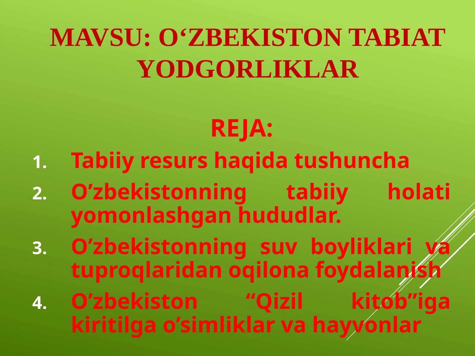 Oʻzbekiston tabiat yodgorliklar