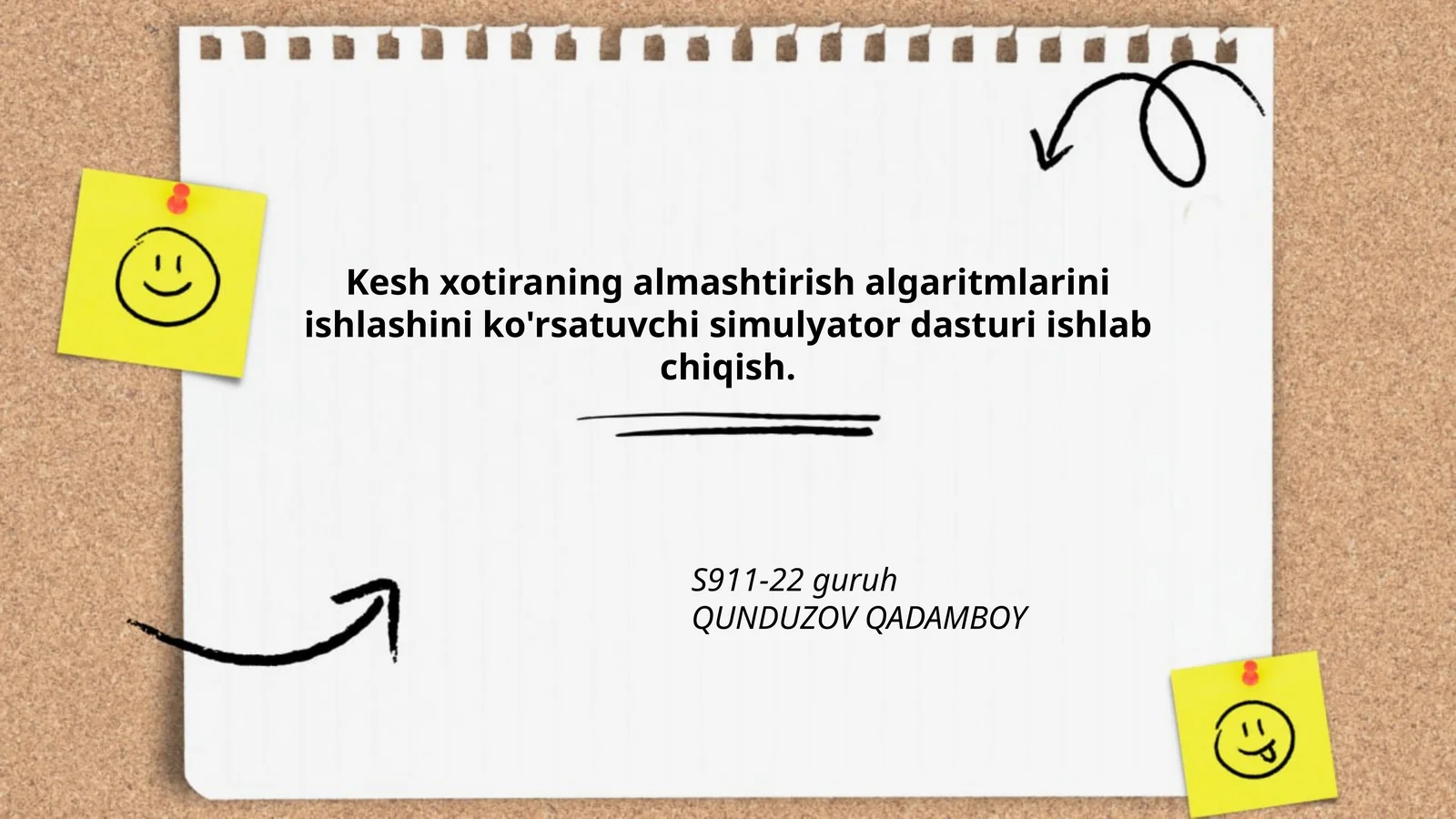 Kesh xotiraning almashtirish algaritmlarini ishlashini ko'rsatuvchi simulyator dasturi