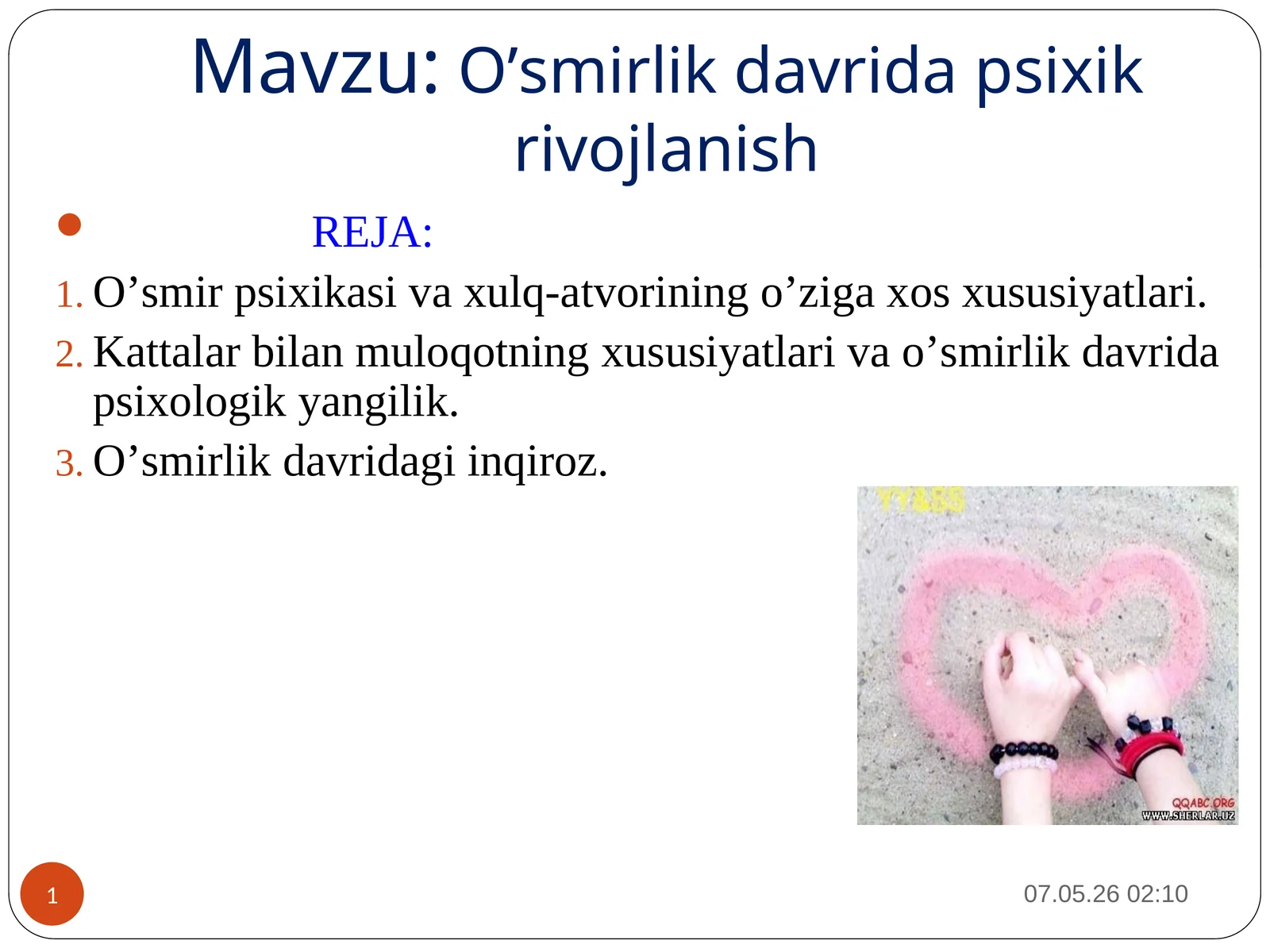 O’smirlik davrida psixik rivojlanish