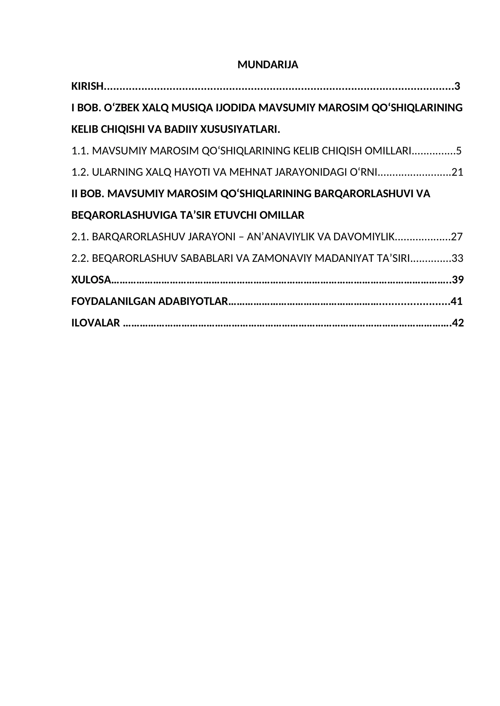 O‘zbek xalq musiqa ijodida mavsumiy marosim qo’shiqlarining barqarorlashuvi va beqarorlashuvi.