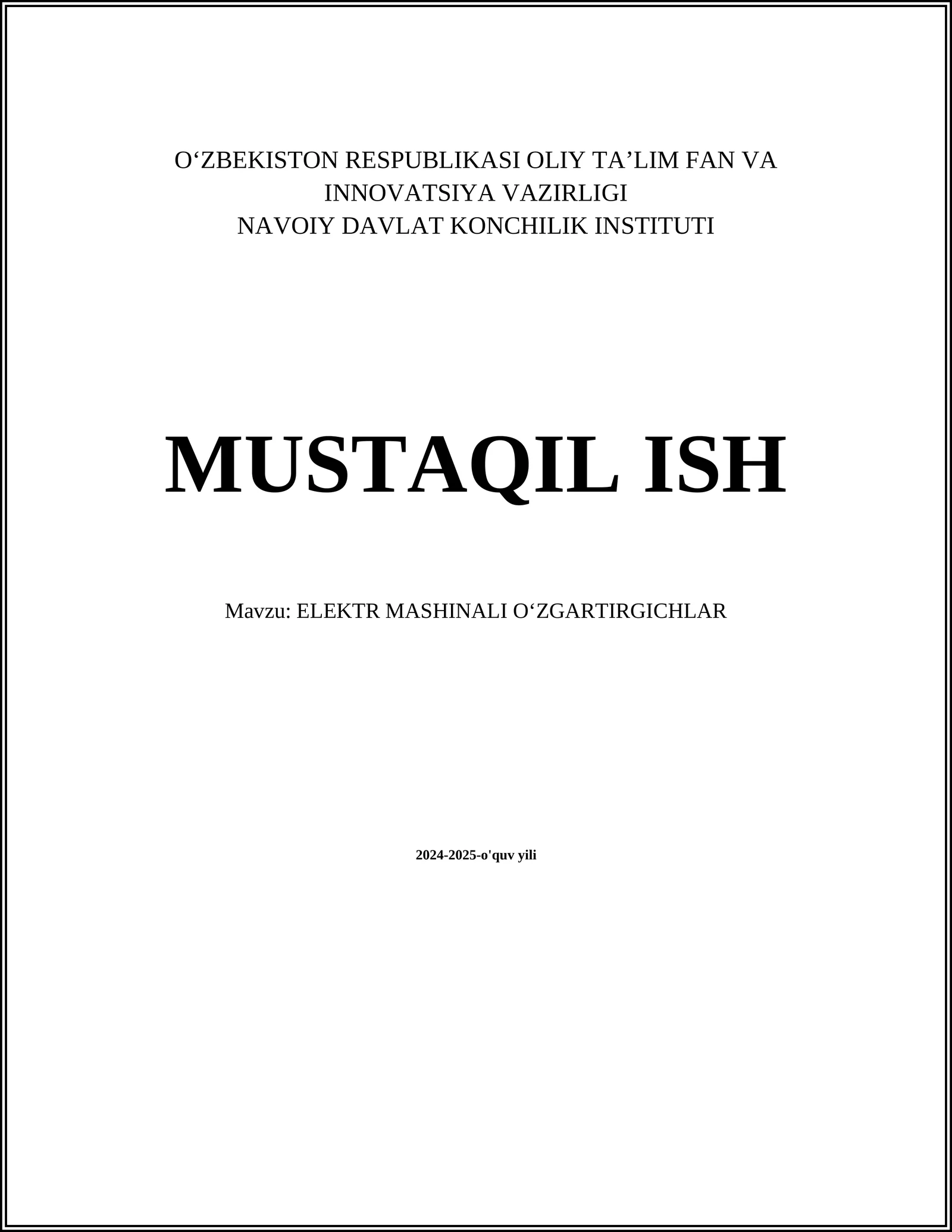 ELEKTR MASHINALI OʻZGARTIRGICHLAR