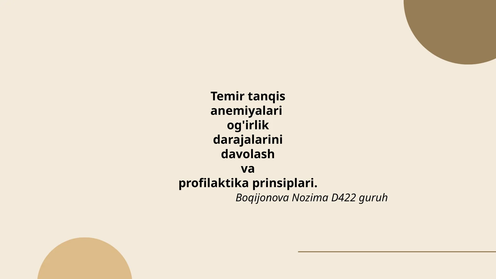 Temir tanqis anemiyalari og'irlik darajalarini davolash va profilaktika prinsiplari
