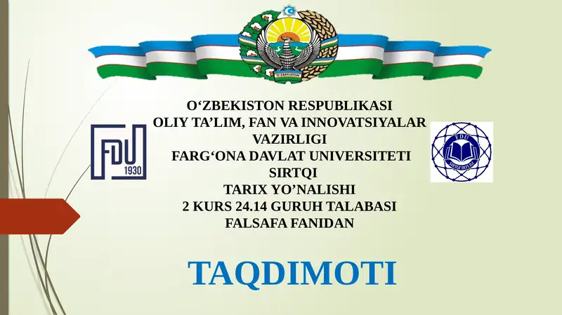 Taqdimot MAHMUDXO'JABEHBUDIYNING "YOSHLARGA MUROJAAT" VA "MUHTARAM" YOSHLARGA MUROJAAT MAQOLALARINI TAHLIL ETISH