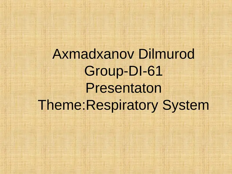 Respiratory System Presentation