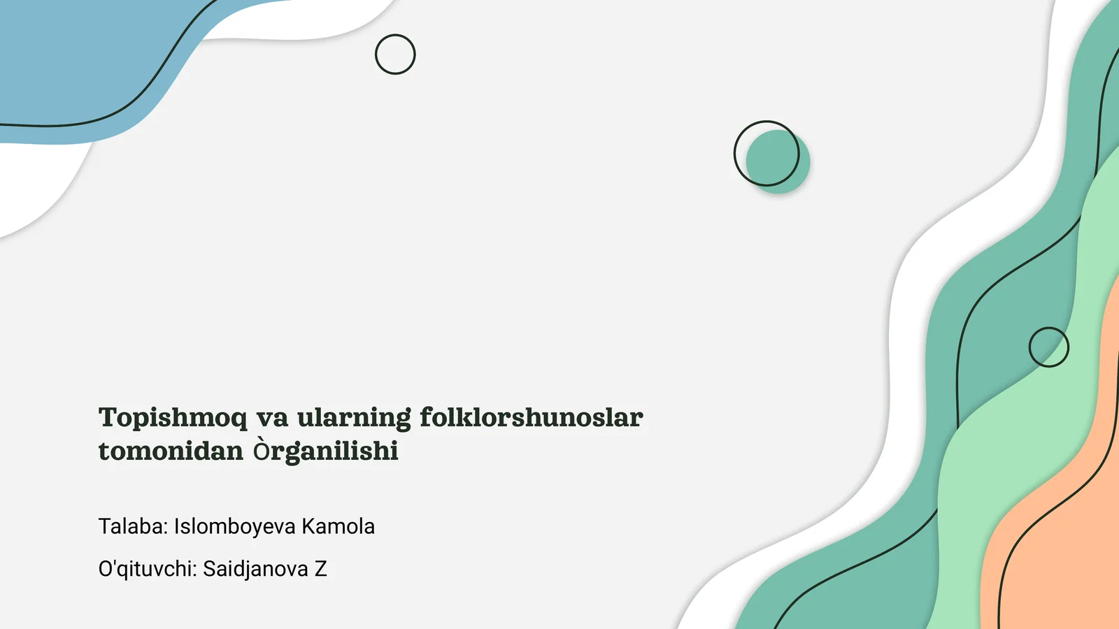 Topishmoq va ularning folklorshunoslar tomonidan òrganilishi