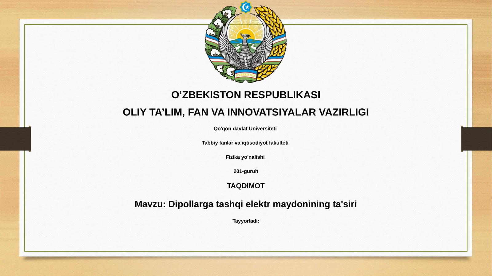 Dipollarga tashqi elektr maydonining ta'siri