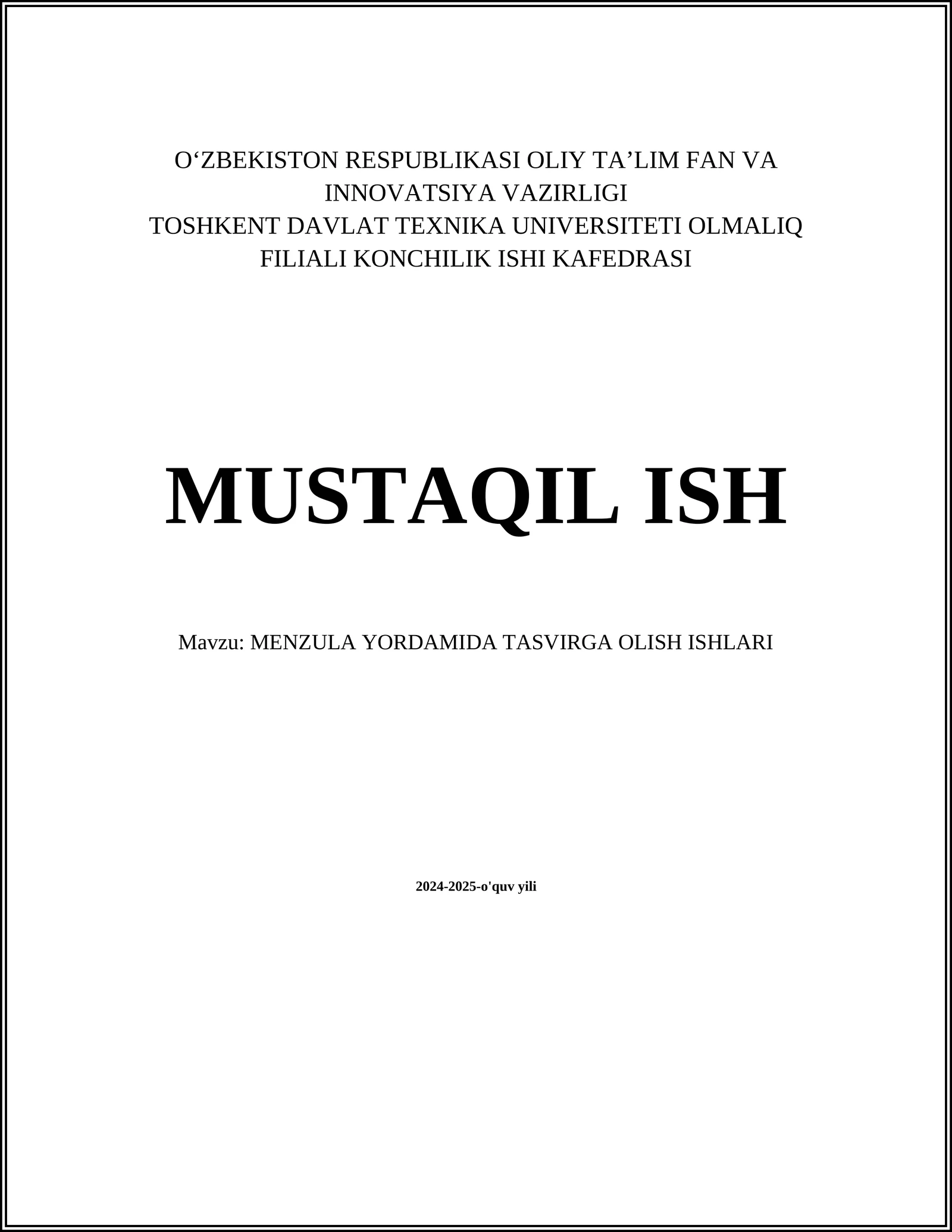 MENZULA YORDAMIDA TASVIRGA OLISH ISHLARI