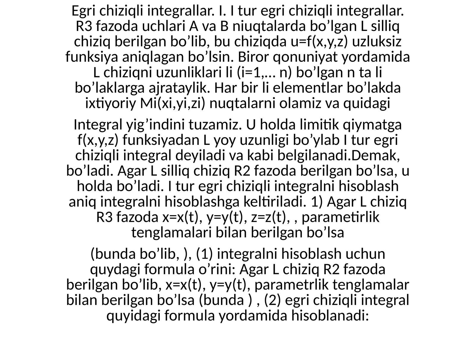 Egri chiziqli integrallar