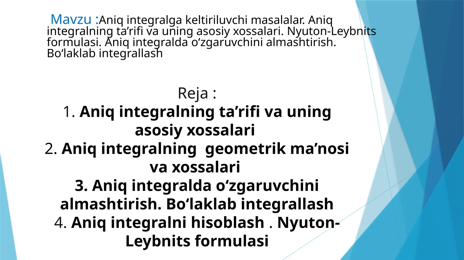 Aniq integralga keltiriluvchi masalalar, Nyuton-Leybnits formulasi