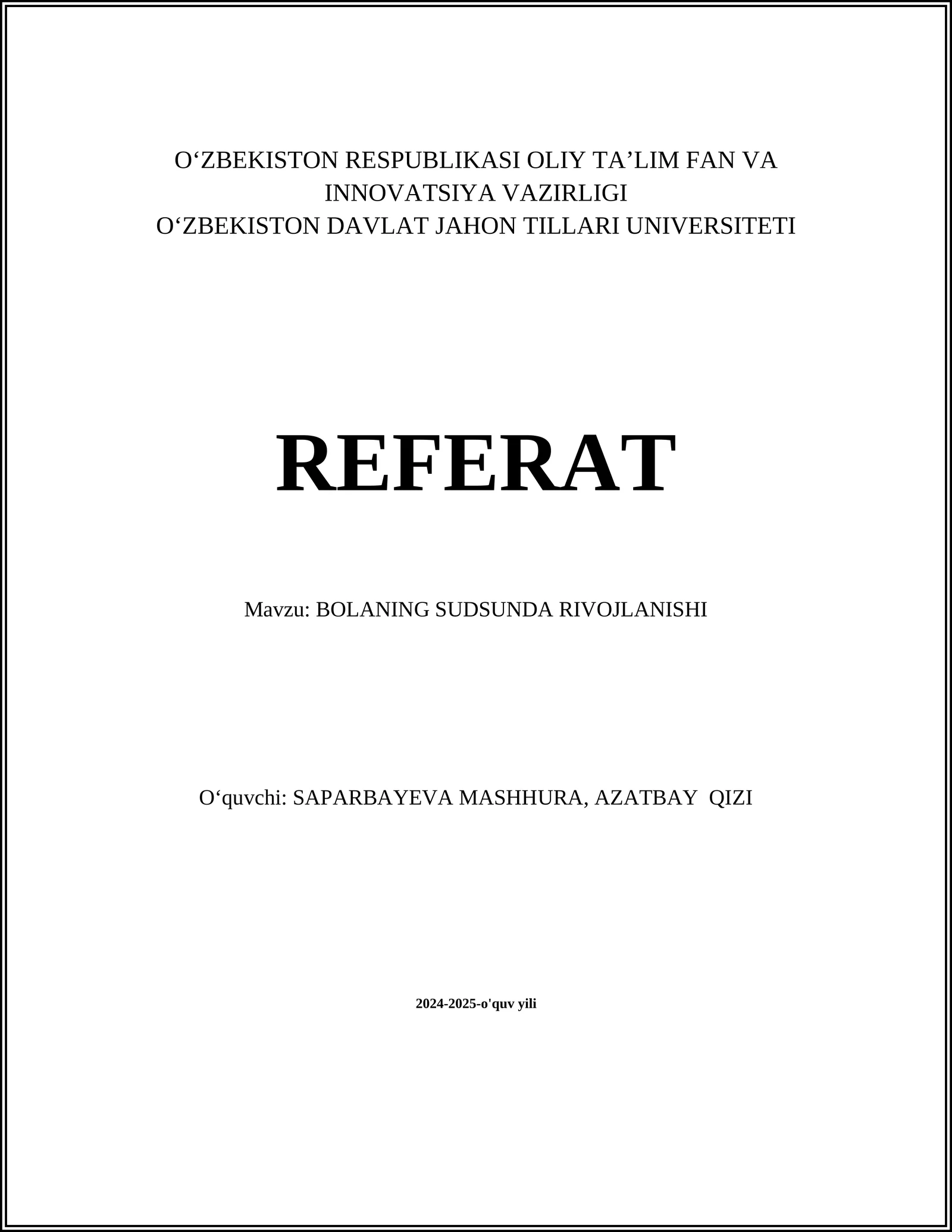 BOLANING SUDSUNDA RIVOJLANISHI