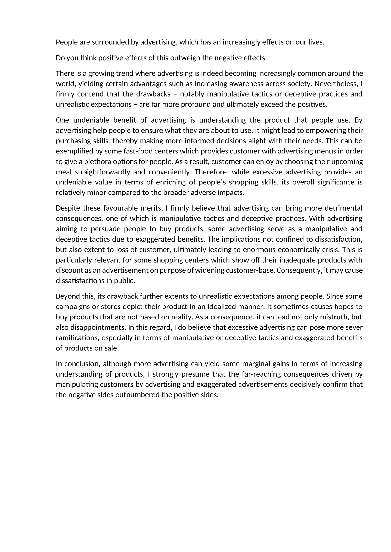 The Effects of Advertising