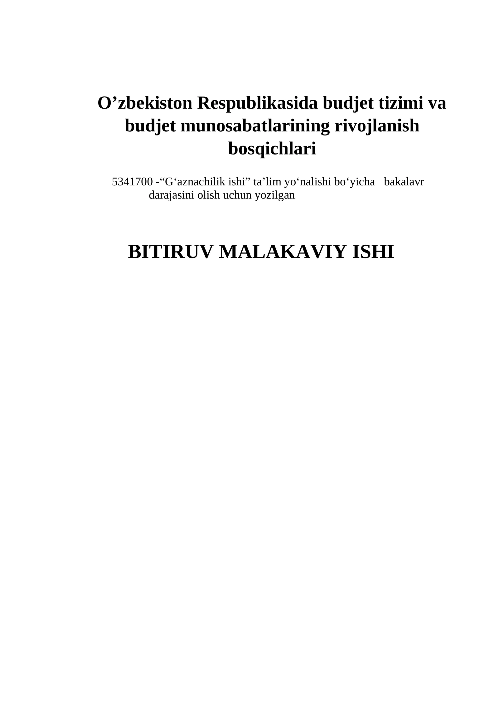 G‘aznachilik ishi ta’limi