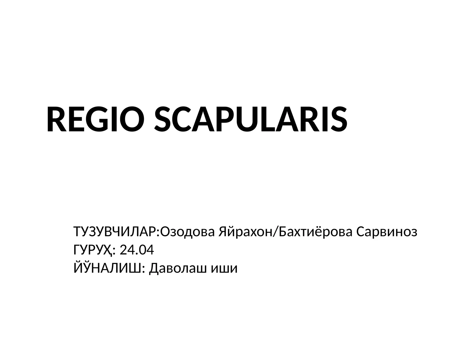 REGIO SCAPULARIS
