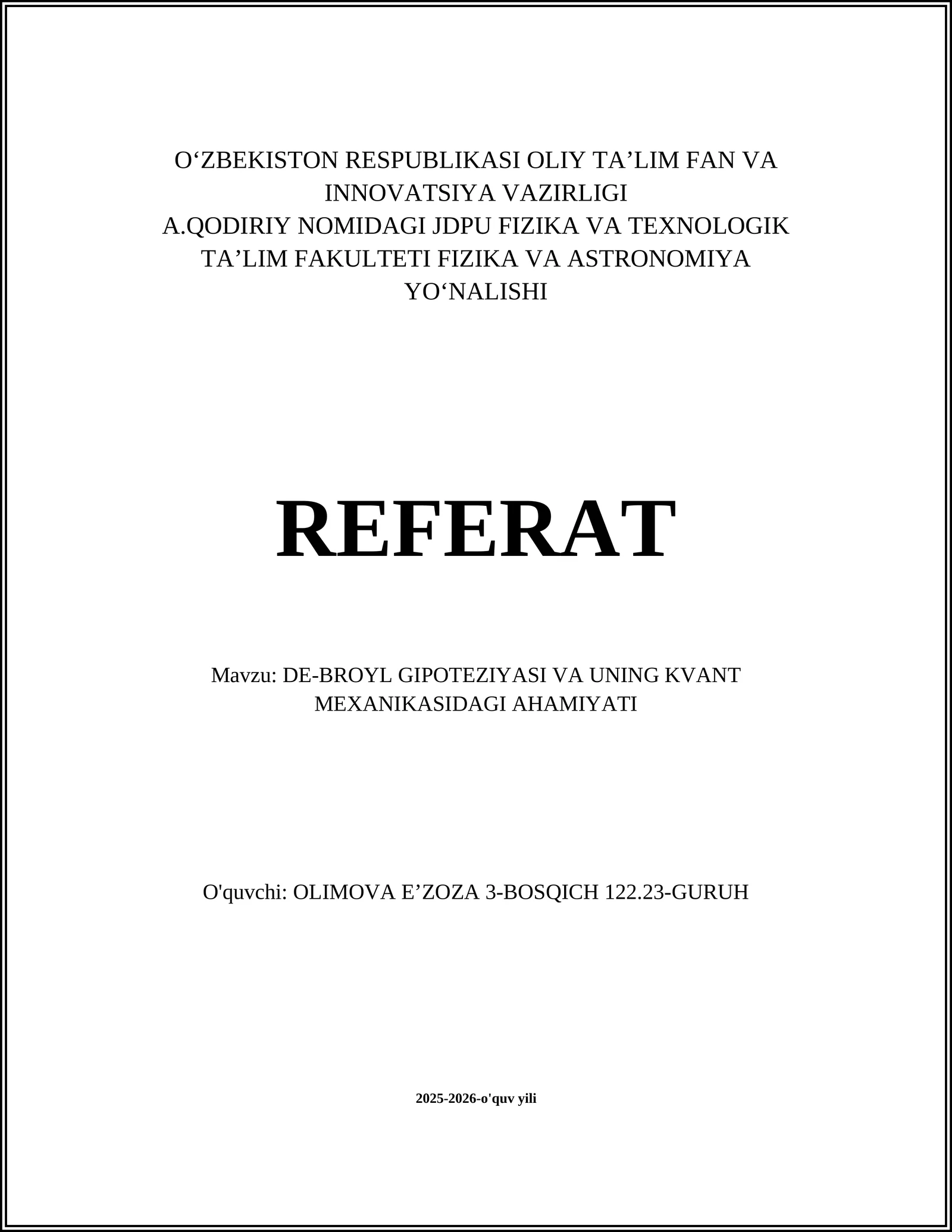 De-Broyl gipoteziyasi