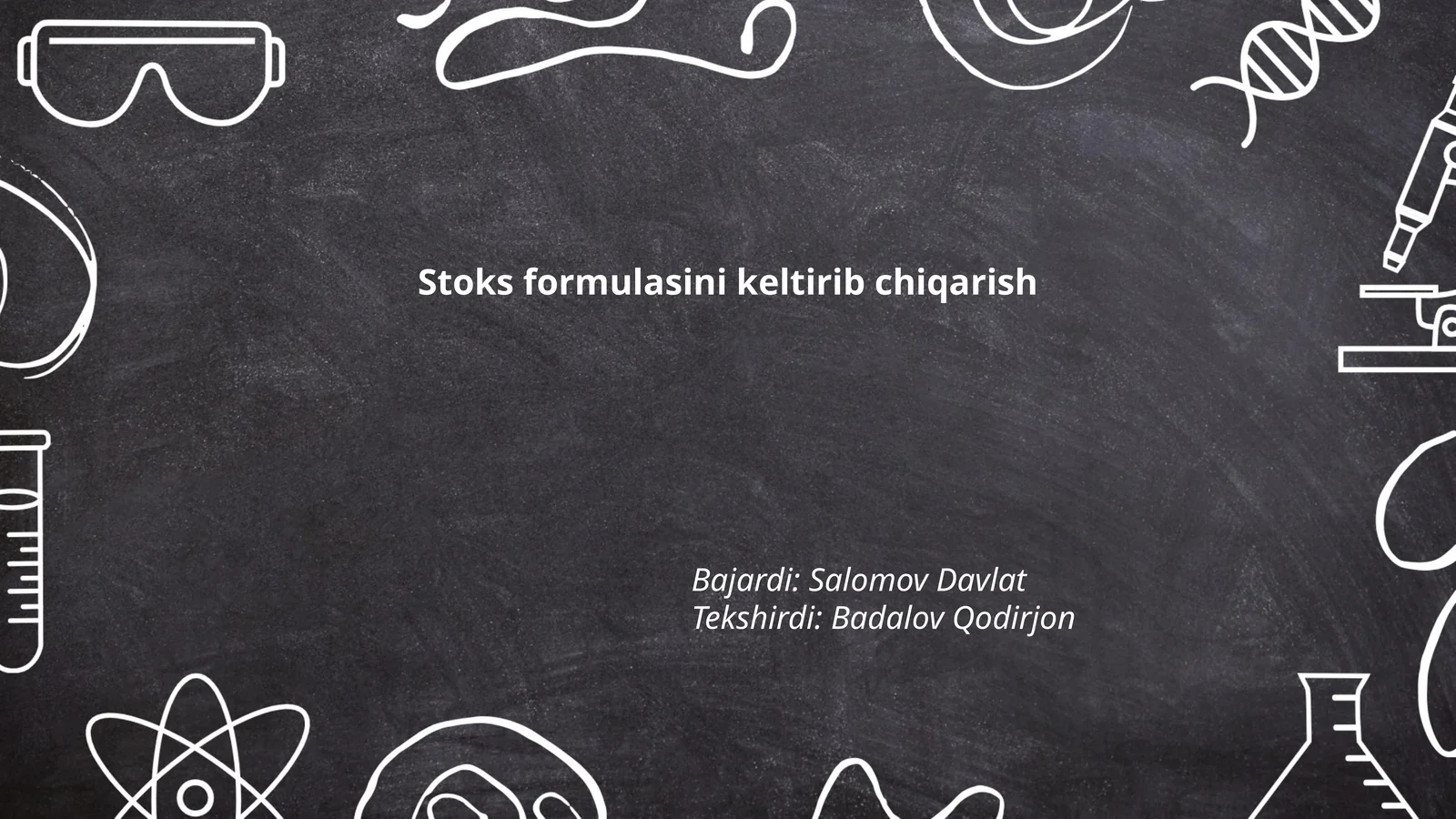 Stoks formulasini keltirib chiqarish