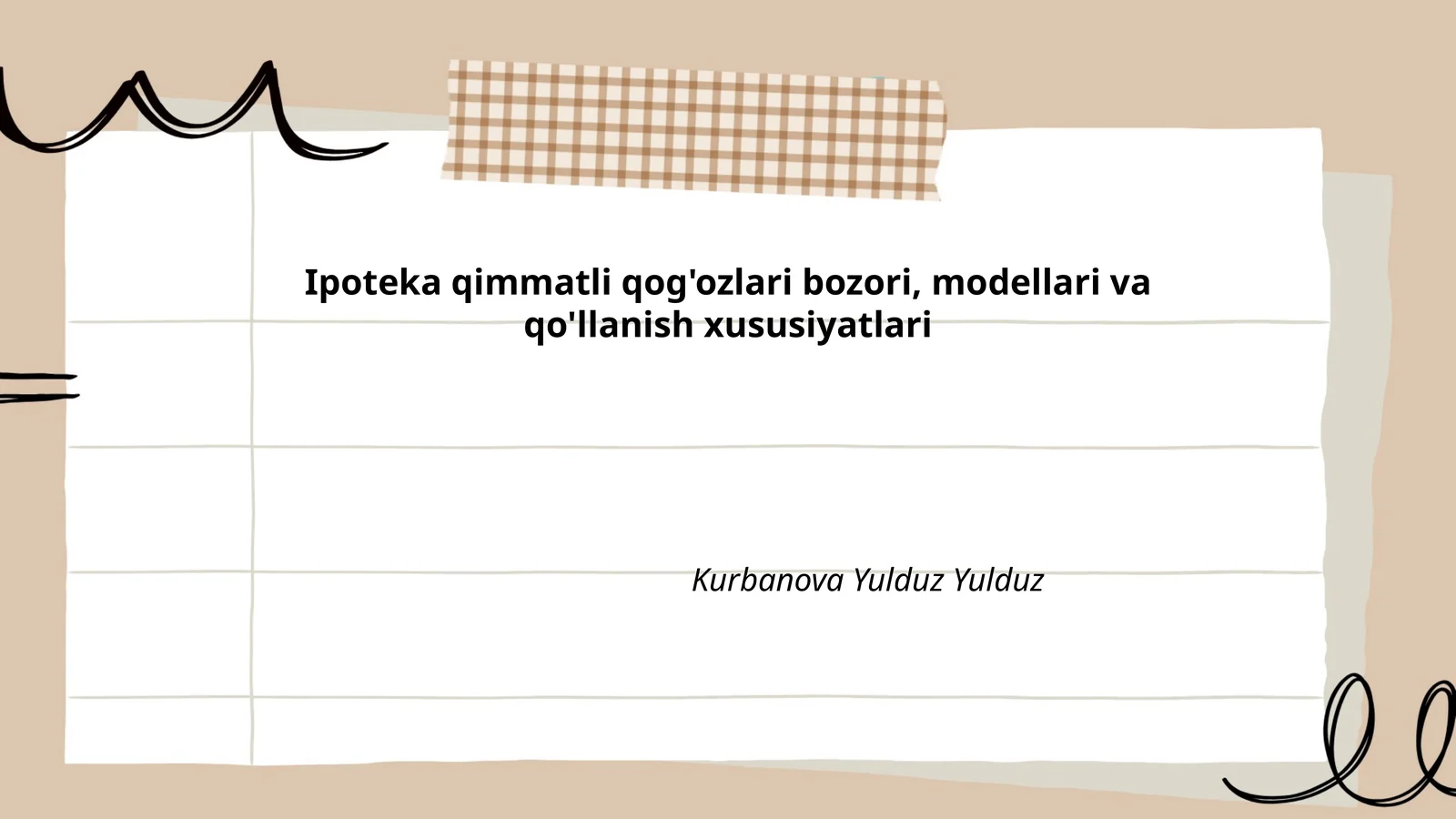 Ipoteka qimmatli qog'ozlari bozori, modellari va qo'llanish xususiyatlari