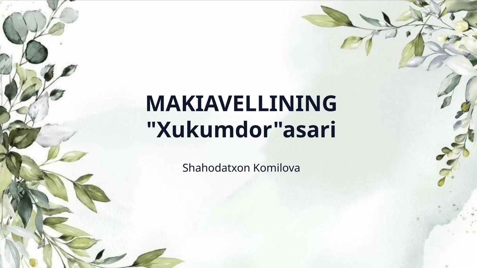 MAKIAVELLINING "Xukumdor"asari