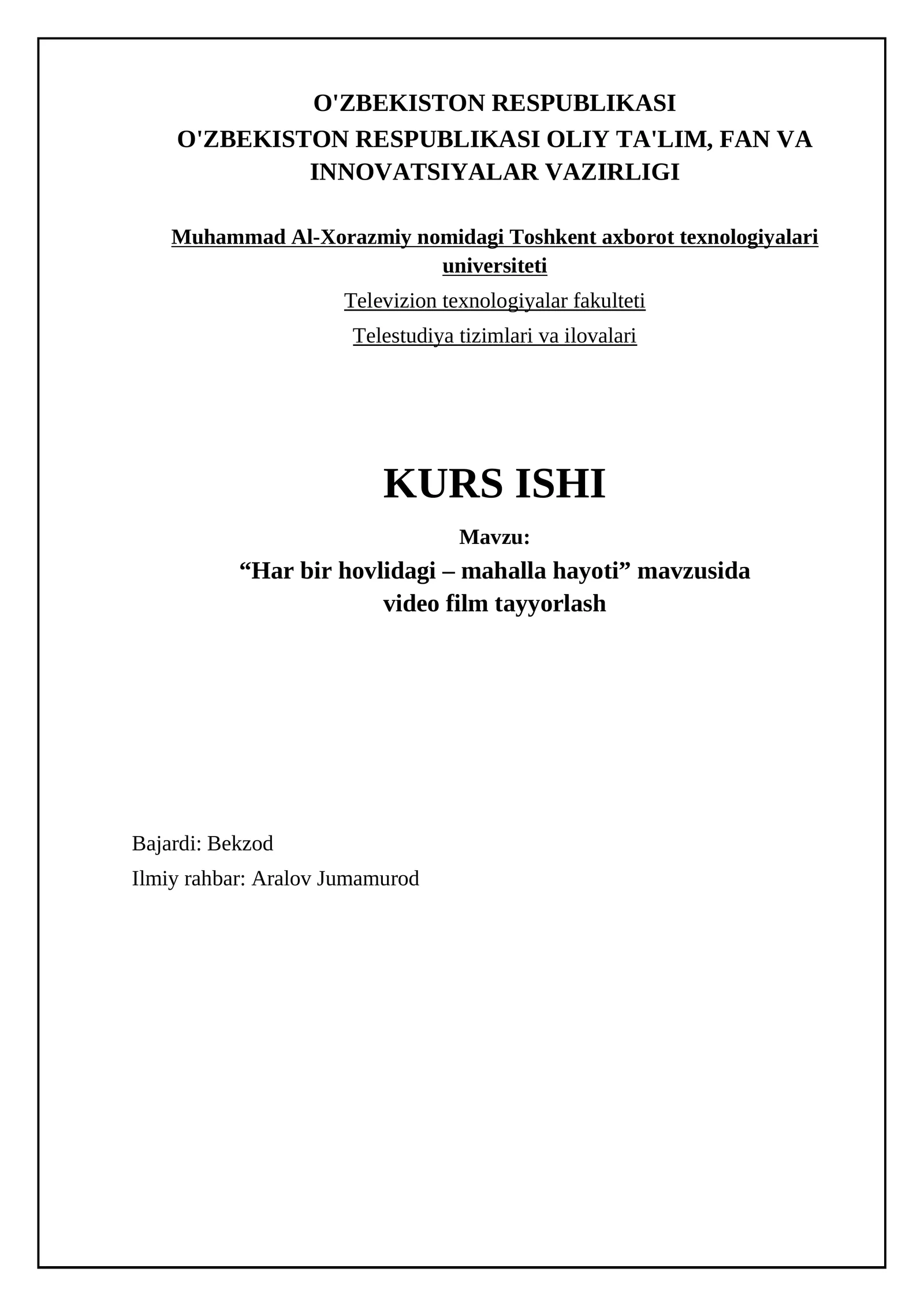 Har bir hovlidagi – mahalla hayoti