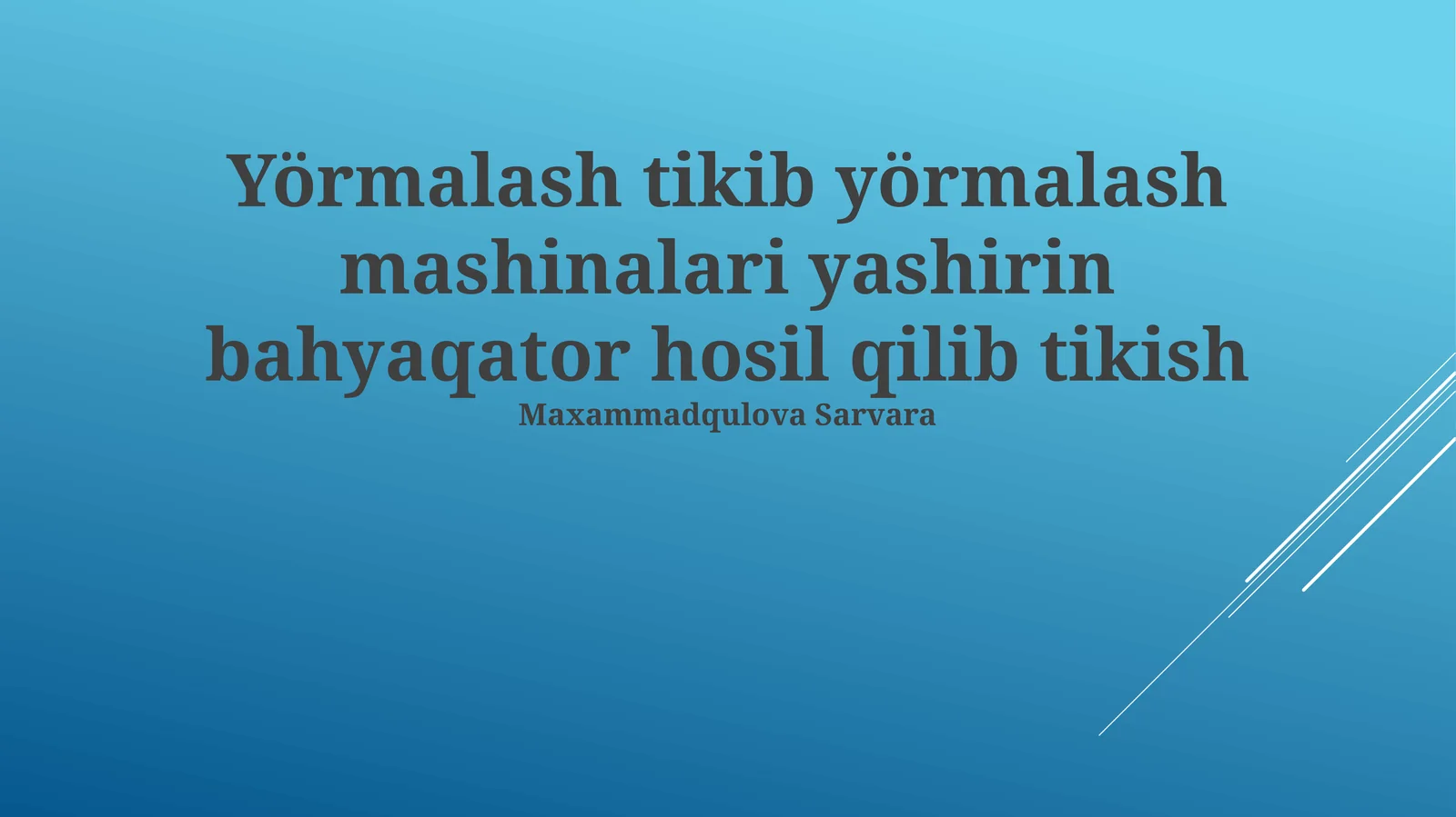 Yörmalash tikib yörmalash mashinalari yashirin bahyaqator hosil qilib tikish