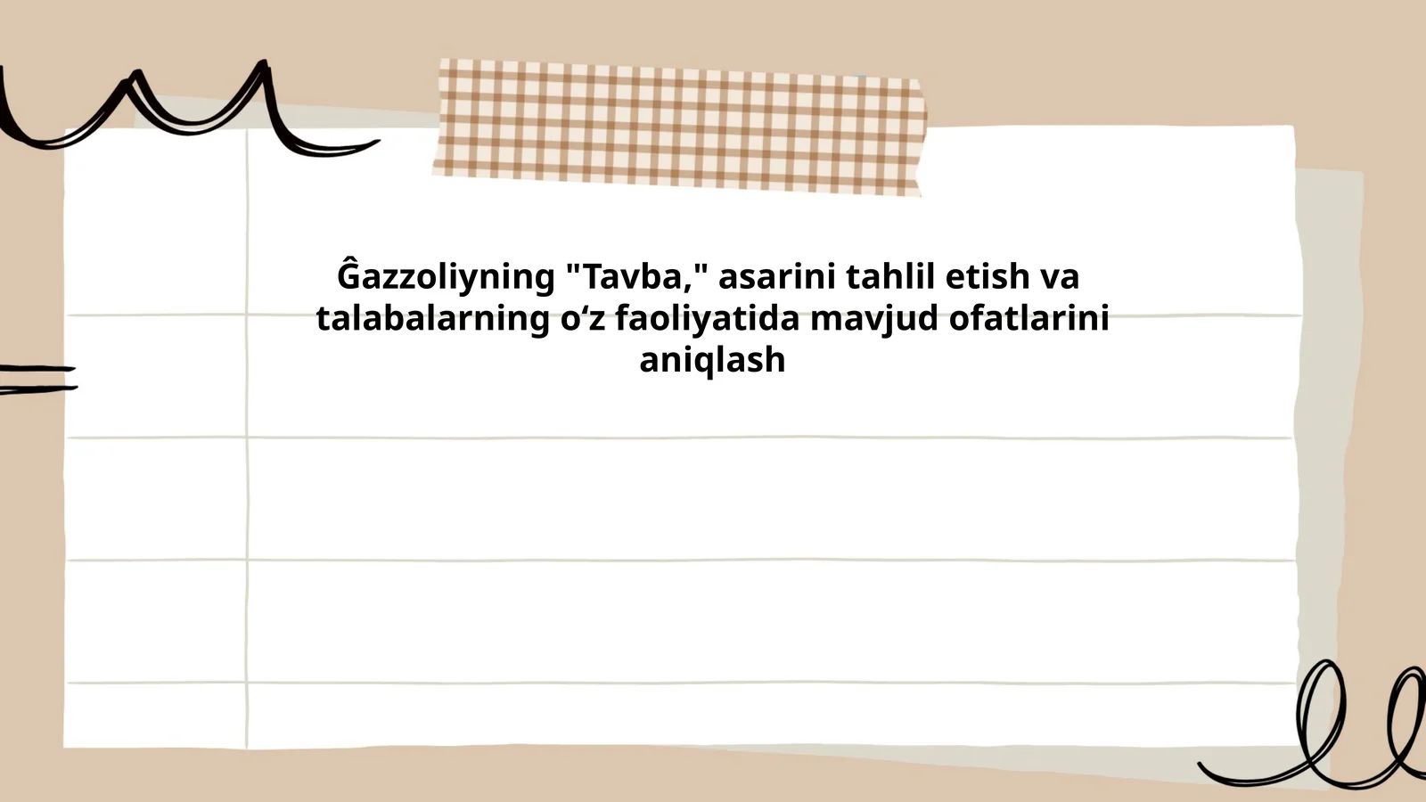 Ĝazzoliyning "Tavba" asarining asosiy mavzulari