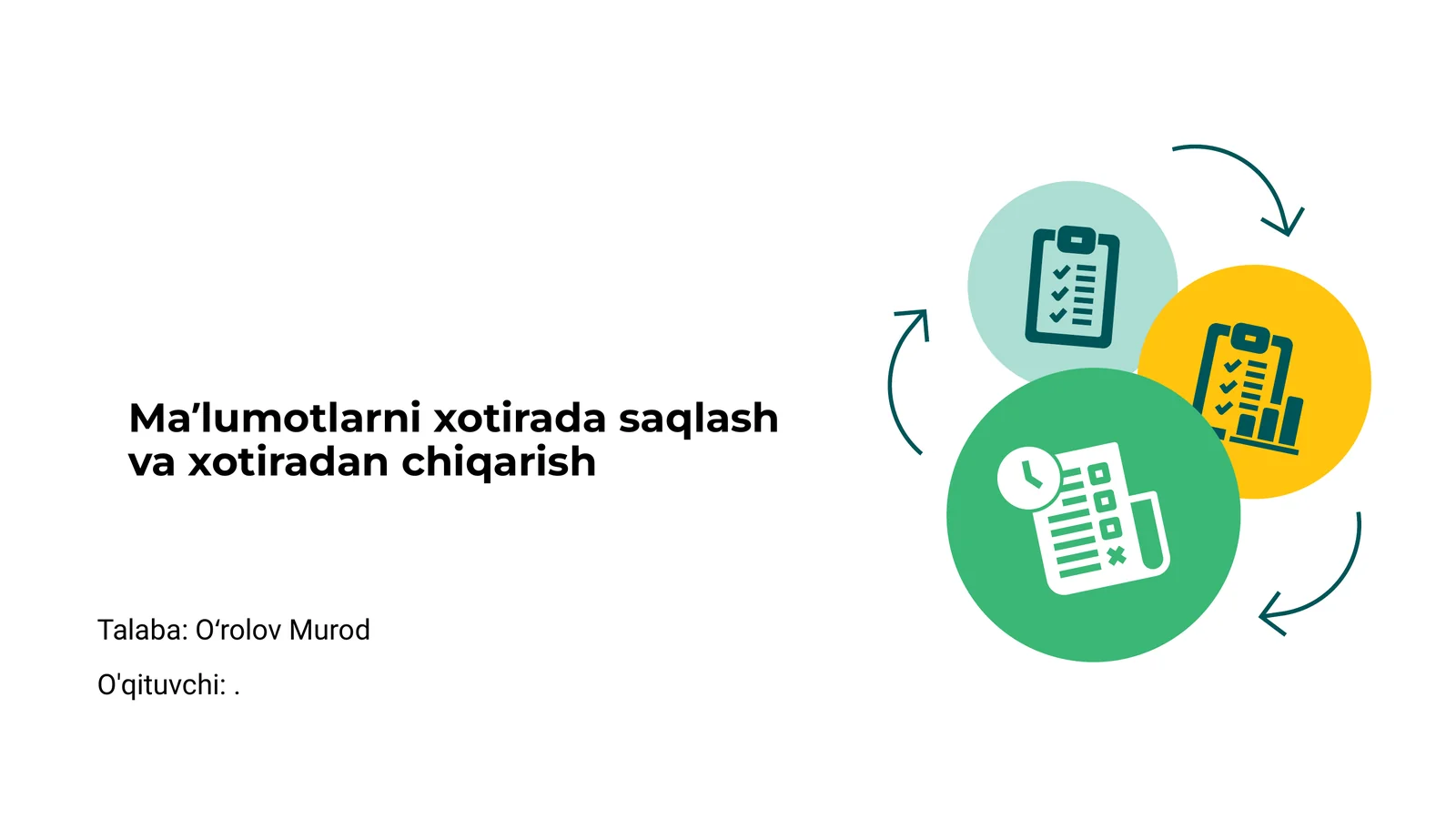 Maʼlumotlarni xotirada saqlash va xotiradan chiqarish