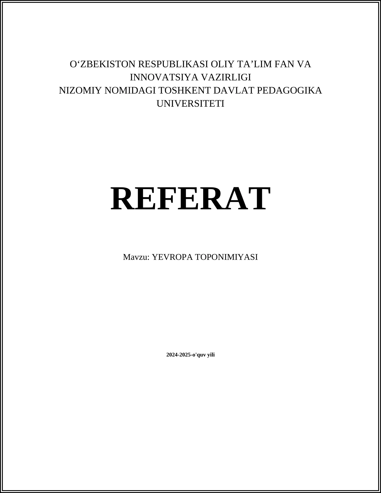 YEVROPA TOPONIMIYASI