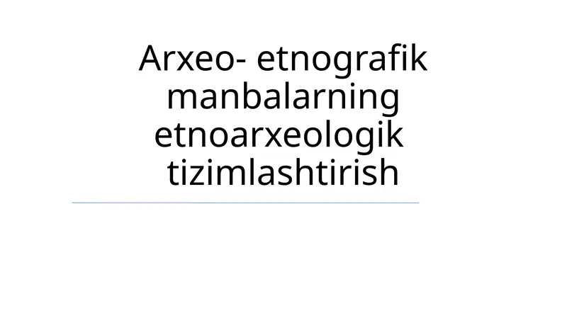 Etnoarxeologik tizimlashtirish