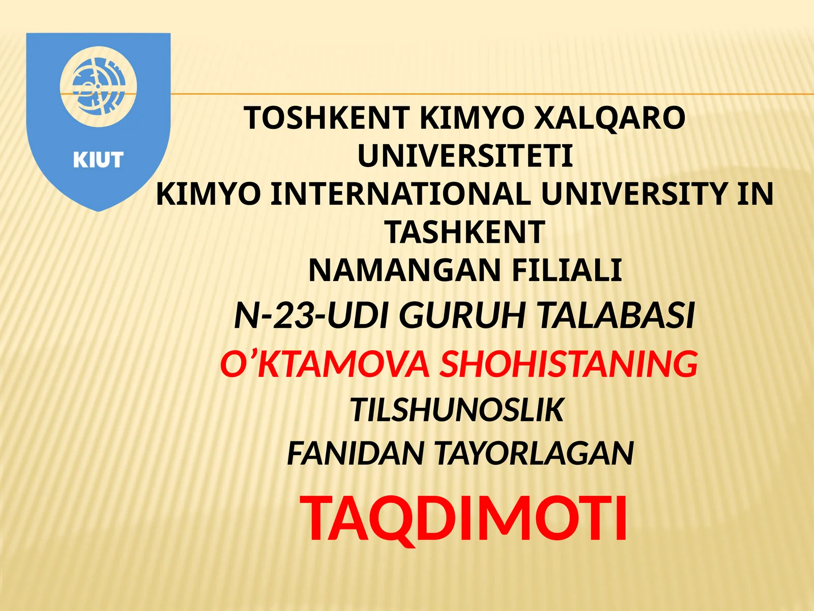 TILSHUNOSLIK TAQDIMOTI