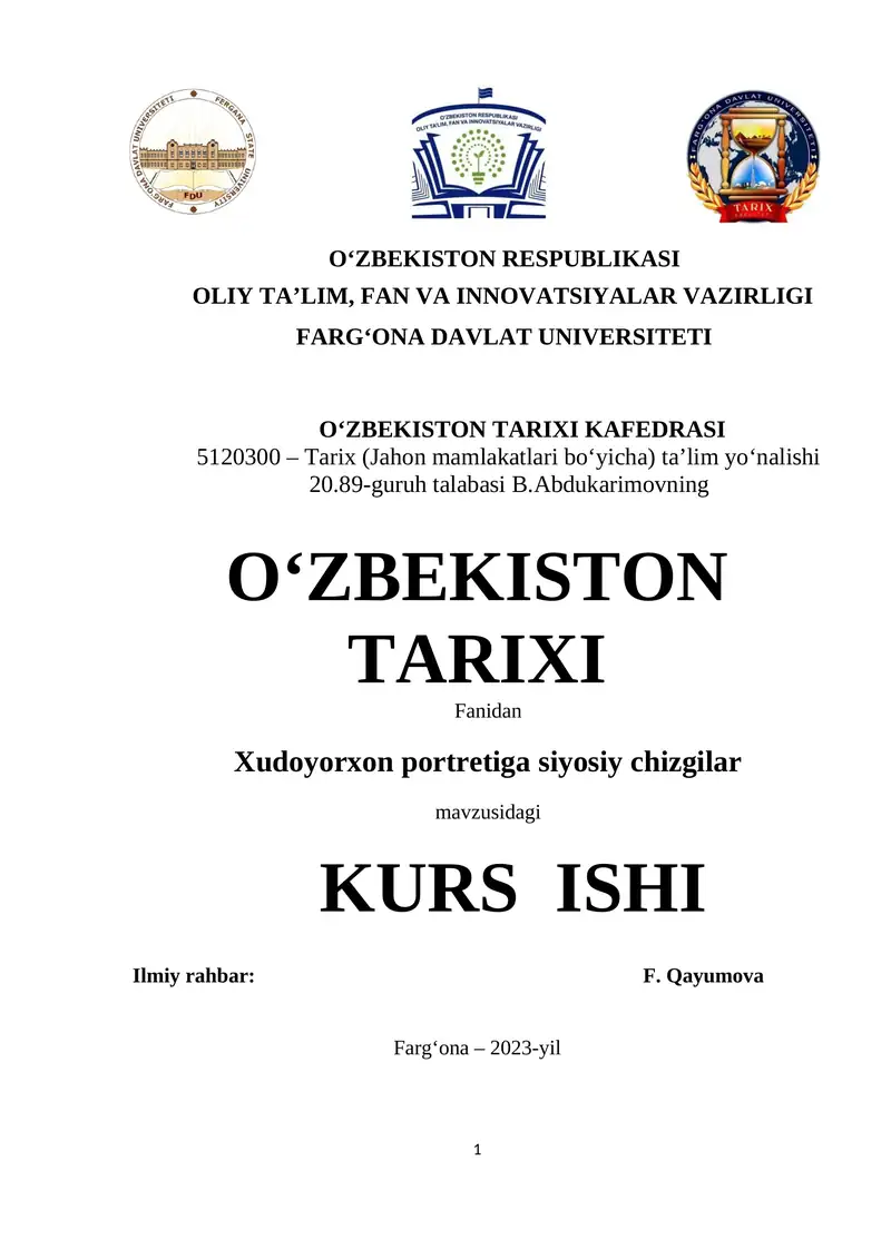 Xudoyorxon portretiga siyosiy chizgilar