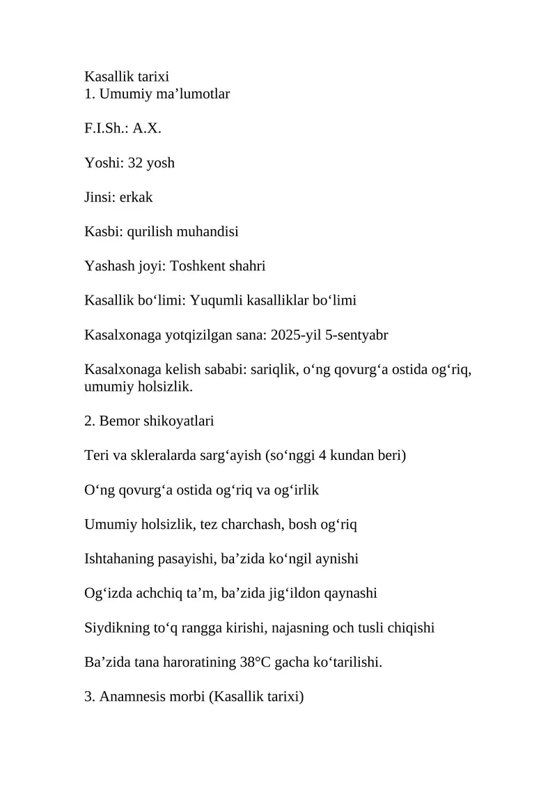 Gepatit B kasallik tarixi